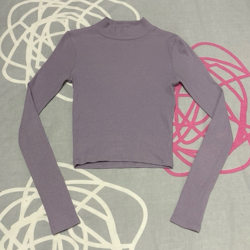 Hollister Purple Long Sleeve Mockneck Crop Top